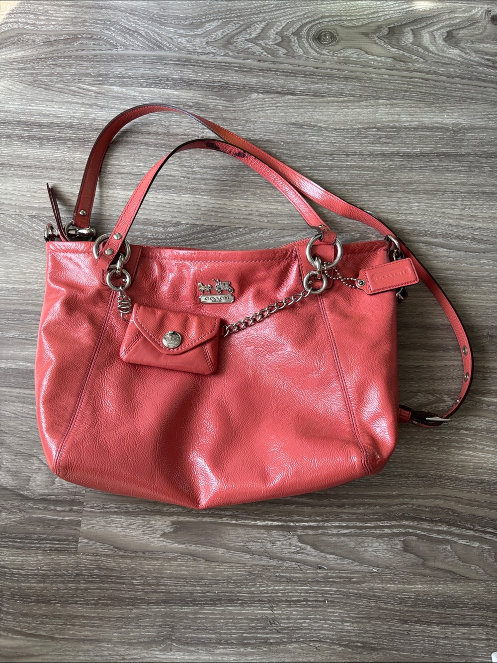 RARE Coach Apple Leather Charm Tote change purse Handbag 14925